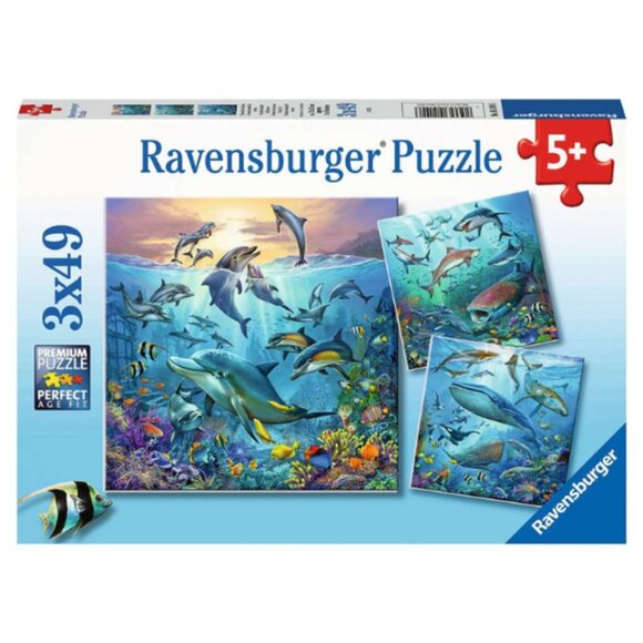 New sealed Ravensburger-3x49 Piece Puzzle Ocean Life (3 different puzzles ) - Picture 1 of 16